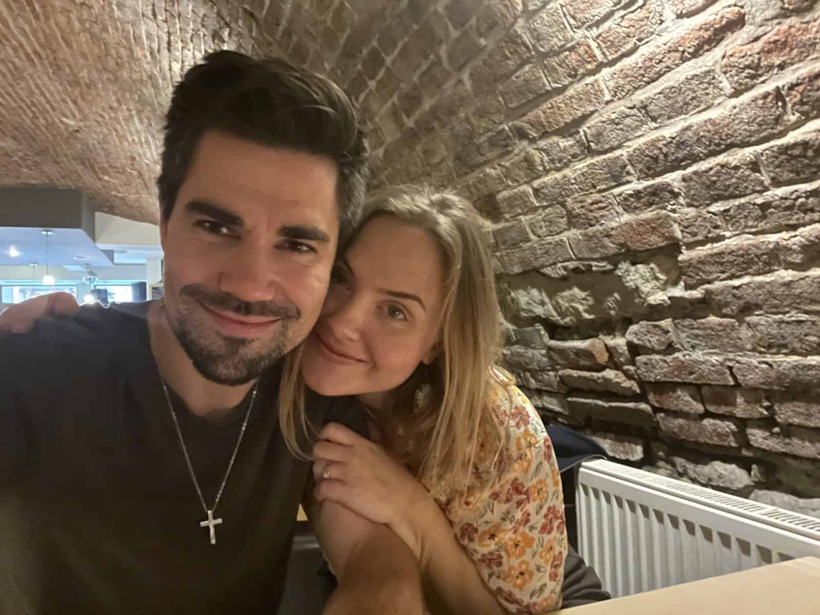 man and woman in the hug